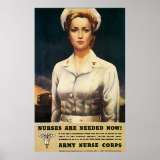 Vintage WW II Sjuksköterska Poster