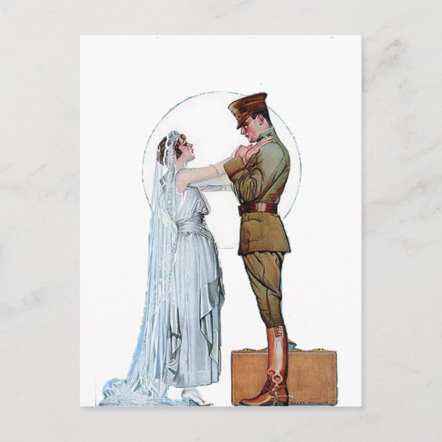 Vintage WWI Army Bride Vykort (Framsida)