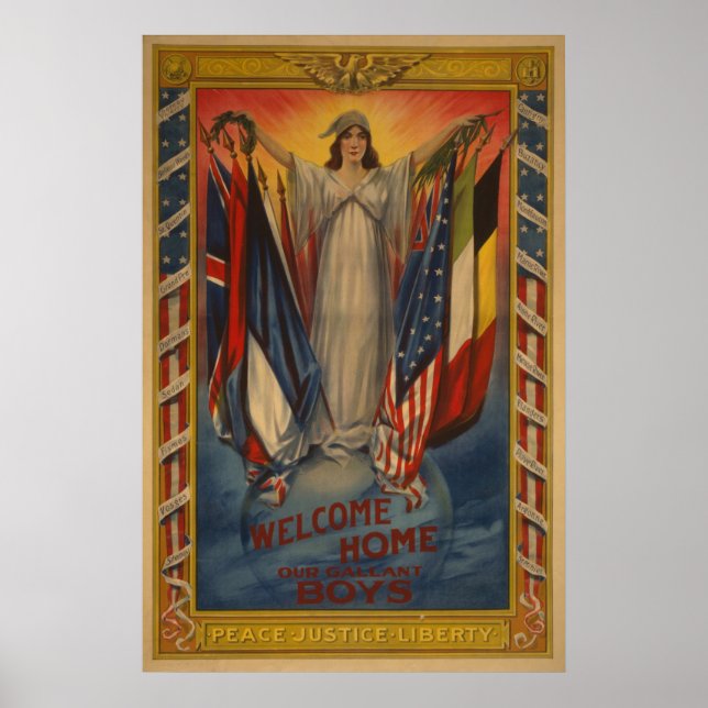 Vintage WWI Peace Justice Liberty Poster (Framsidan)