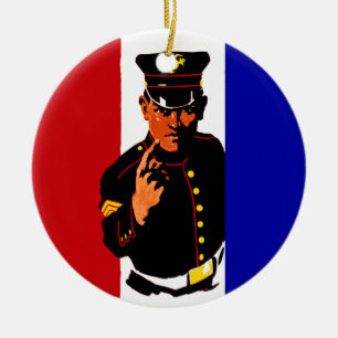 Vintage WWI Poster av marin rekrytering Julgransprydnad Keramik