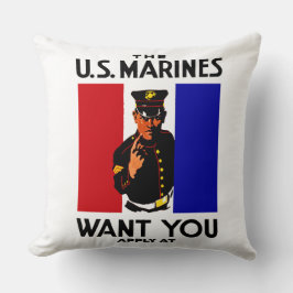 Vintage WWI Poster av marin rekrytering Kudde