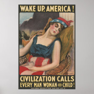 Vintage WWI väckte Amerika Poster
