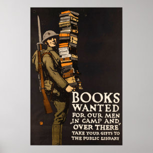 Vintage WWII Amerikanska militären Bibliotek Poster