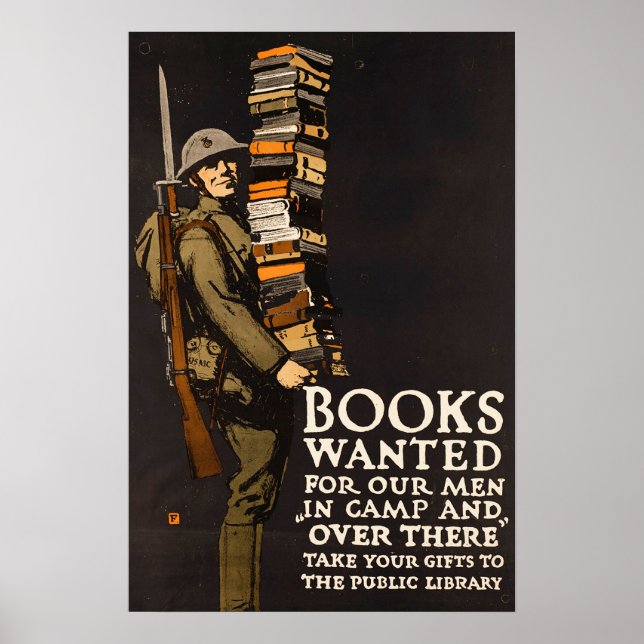 Vintage WWII Amerikanska militären Bibliotek Poster (Framsidan)