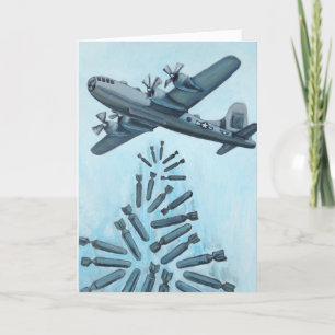 Vintage WWII B-29 Bomber, Luft Force Greeting Card Kort