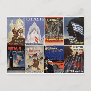 vintage WWII poster: förenade är vi starka Vykort