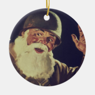 Vintage WWII Santa Julgransprydnad Keramik