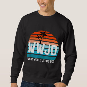 Vintage WWJD Vad skulle Jesus göra Christian Faith Lång Ärmad Tröja