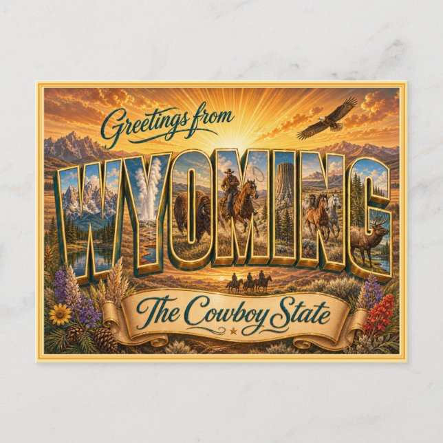 Vintage Wyoming Hälsning Från vykort (Framsida)