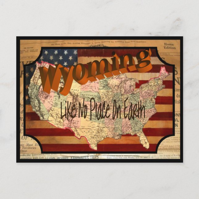 Vintage Wyoming Old Postcard Vykort (Framsida)