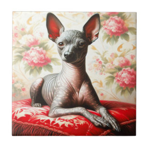 Vintage Xoloitzcuintle Illustration Kakelplatta