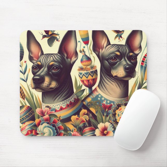 Vintage Xoloitzcuintle Illustration Musmatta (Med mus)