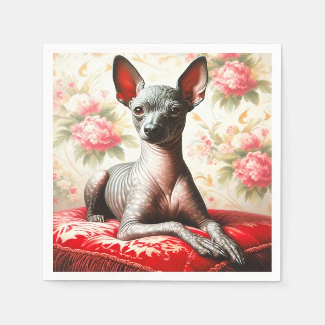 Vintage Xoloitzcuintle Illustration Pappersservett (Framsidan)