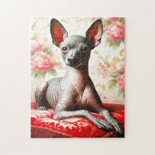 Vintage Xoloitzcuintle Illustration Pussel (Vertikal)