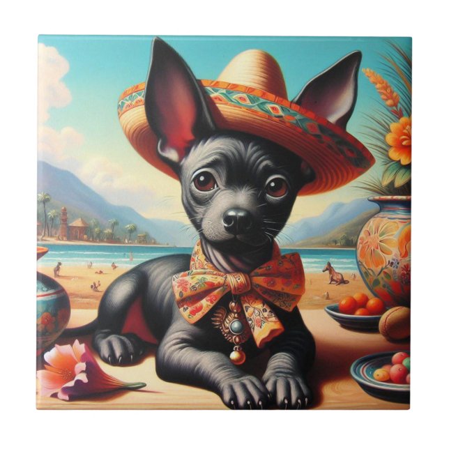 Vintage Xoloitzcuintle Kakelplatta (Framsidan)