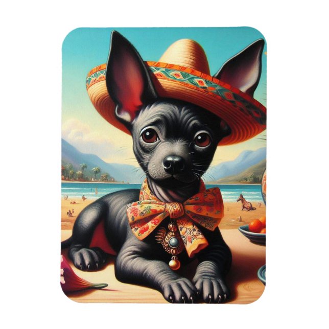 Vintage Xoloitzcuintle Magnet (Vertikal)