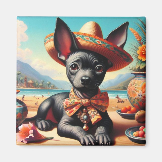 Vintage Xoloitzcuintle Magnet (Framsidan)