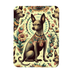 Vintage Xoloitzcuintle Sömlös Magnet