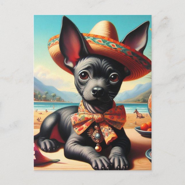 Vintage Xoloitzcuintle Vykort (Framsida)