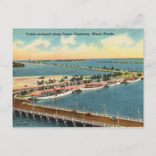 Vintage, Yachts Land Causeway, Miami, Florida Vykort