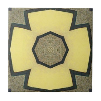 Vintage Yellow Geometric Symmetrical Flower Kakelplatta