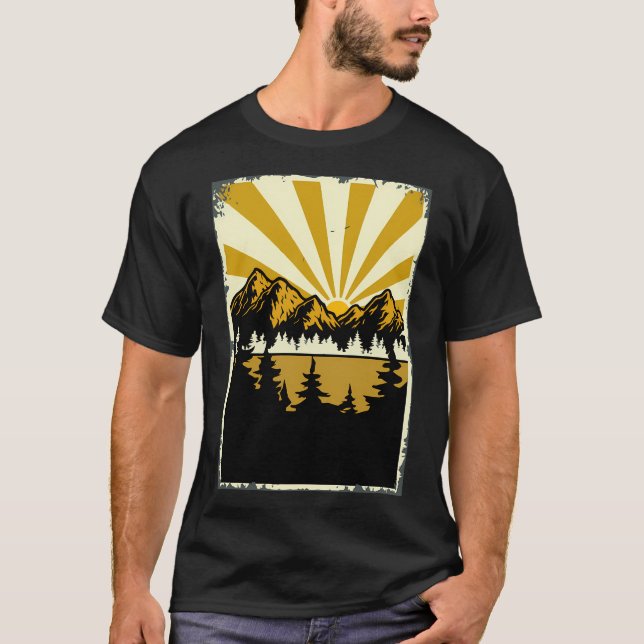 Vintage Yellow Mountains T Shirt (Framsida)