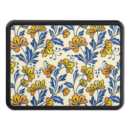 Vintage Yellow Orange Folk Floral Blue Leaf Dragkroksskydd