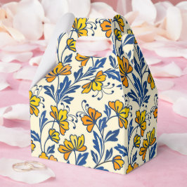 Vintage Yellow Orange Folk Floral Blue Leaf Presentaskar