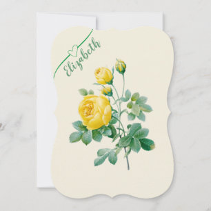 Vintage Yellow Rose Konstverk Inbjudningar