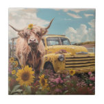 Vintage Yellow Truck Highland Cow Sunflowers Kakelplatta<br><div class="desc">Garden Whispers – Ceramic Coaster Tile Vintage Yellow Truck Highland Cow Sunflowers Ceramic Tile This handcrafted ceramic coaster tile brings a burst of nature’s brilliance to any tabletop. Featuring a radiant dragonfly with warm-toned wings in orange, pink, and yellow, its shimmering body glows in blue and green hues that evoke...</div>