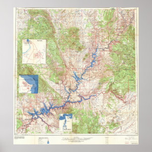 Vintage Yellowstone Grand Canyon Karta 1969 Poster