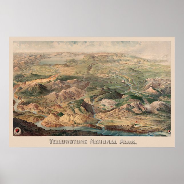 Vintage Yellowstone Illustration Poster (Framsidan)