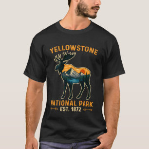 Vintage Yellowstone National Park Älg Vandring Sem T Shirt