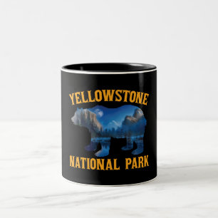 Vintage Yellowstone National Park Bear Wyoming Två-Tonad Mugg