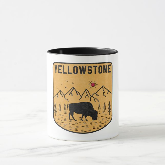 Vintage Yellowstone National Park Bison Wyoming Mugg (Center)