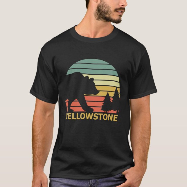Vintage Yellowstone National Park Retro Bear T Shirt (Framsida)