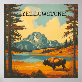 Vintage Yellowstone National Park Travel Poster
