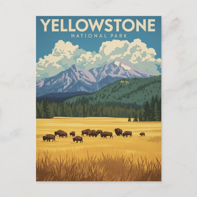 Vintage Yellowstone National Park Travel Vykort (Framsida)