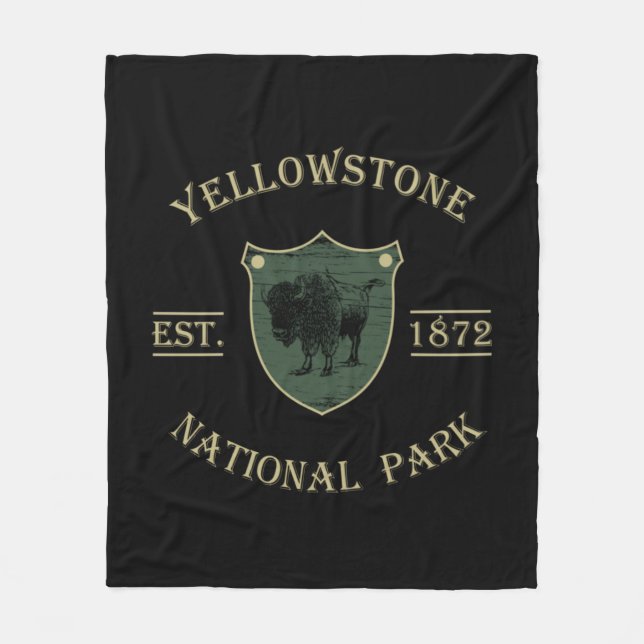 Vintage Yellowstone Nationalpark Fleecefilt (Framsidan)