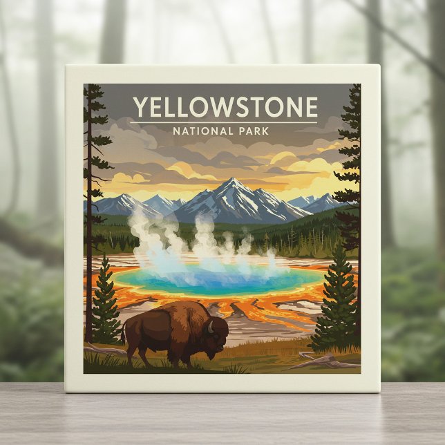 Vintage Yellowstone nationalpark Kakelplatta (Skapare uppladdad)