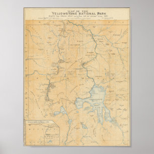 Vintage Yellowstone nationalpark Karta Poster