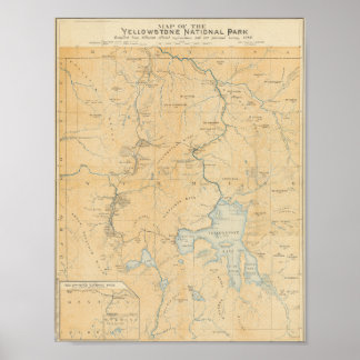 Vintage Yellowstone nationalpark Karta Poster
