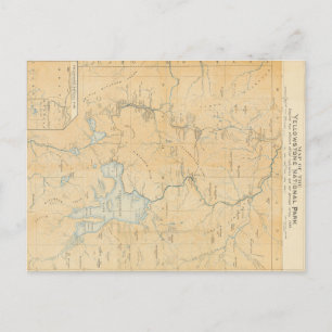 Vintage Yellowstone nationalpark Karta Vykort