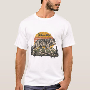 Vintage Yellowstone nationalpark Varg Berg T Shirt