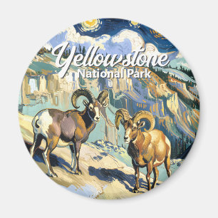 Vintage Yellowstone natursceneri vilda får Magnet