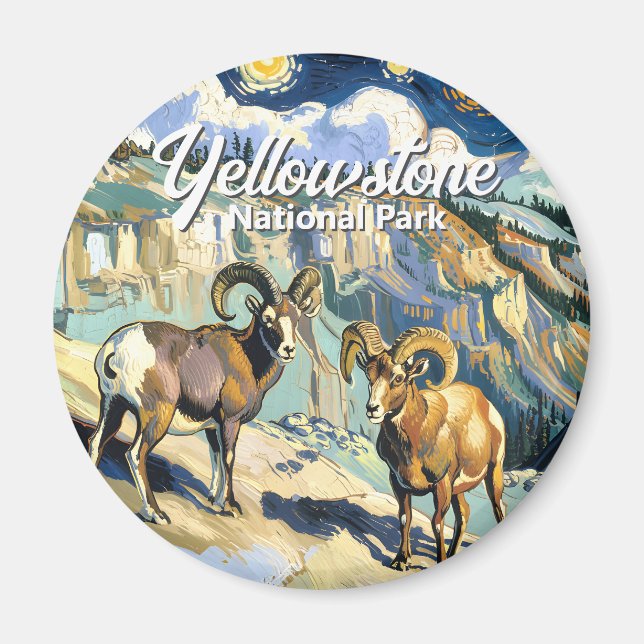 Vintage Yellowstone natursceneri vilda får Magnet (Framsidan)