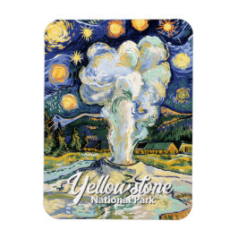 Vintage Yellowstone Old Faithful Van Gogh Style Magnet