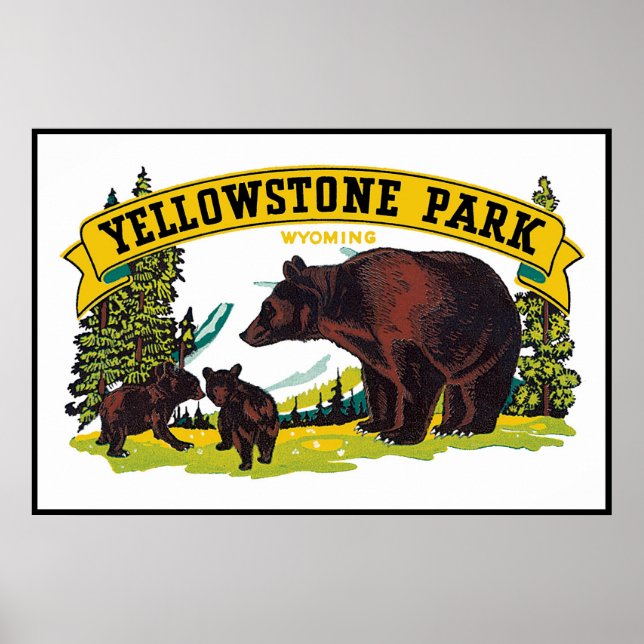 Vintage Yellowstone Park Poster (Framsidan)