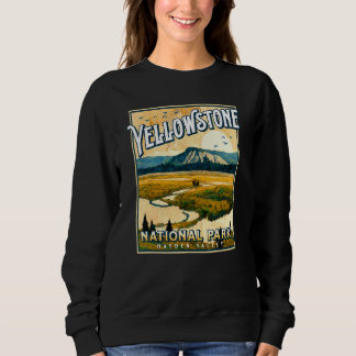 Vintage Yellowstone Park Poster Hayden Valley Pain T Shirt