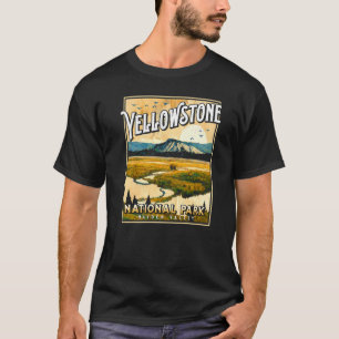 Vintage Yellowstone Park Poster Hayden Valley Pain T Shirt